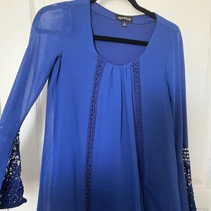 Speechless Short Flowy Blue Dress - Small